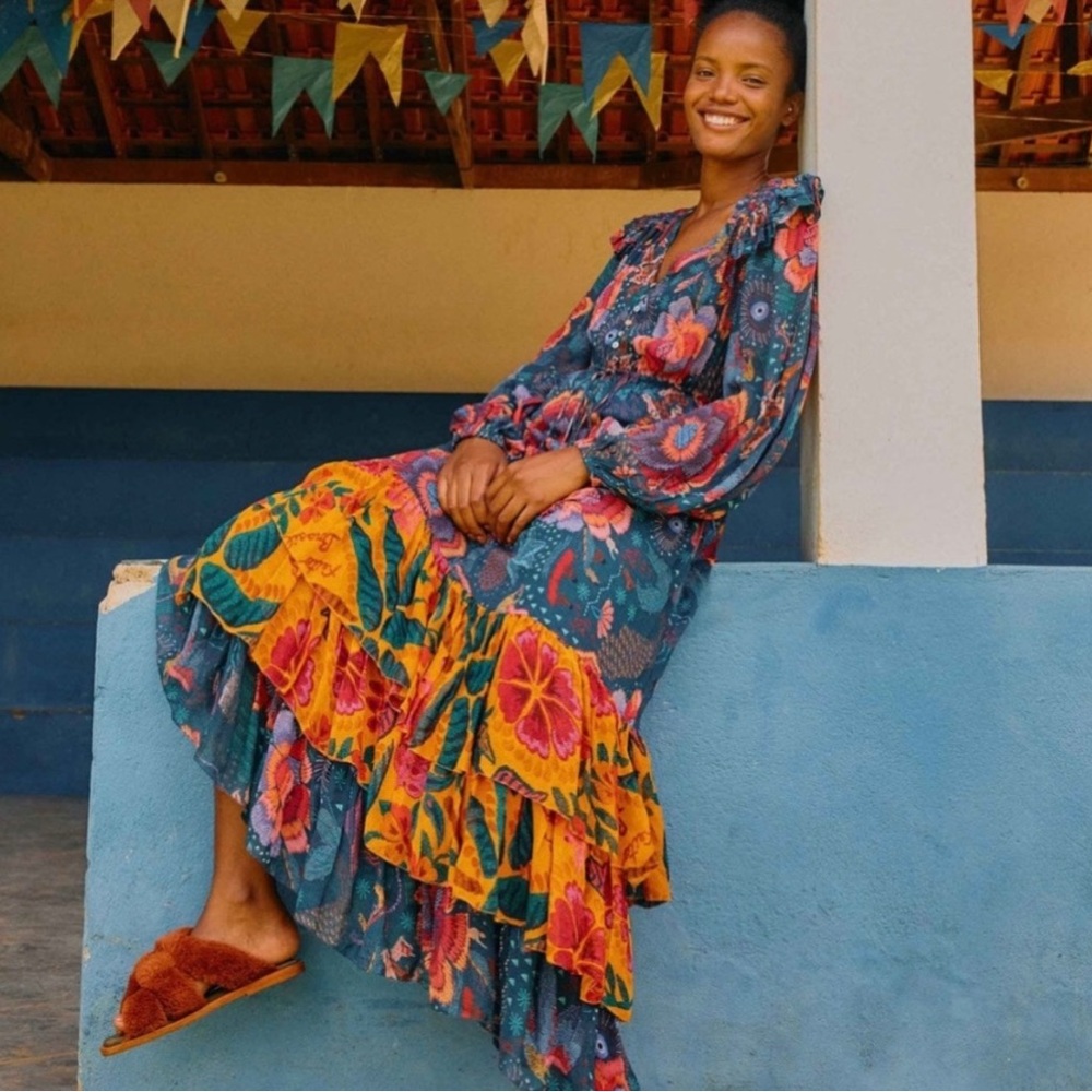 FARM Rio Teal River Creatures Maxi Dress